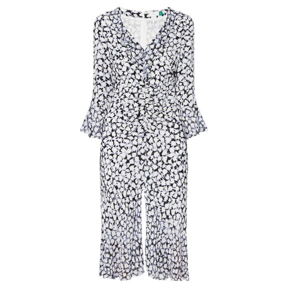 100% SILK Lux RIXO Blue (periwinkle) and White Camo Tulip Dress Coleen M - Picture 2 of 7